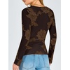 image:imageANRABESS Women Long Sleeve Floral Mesh Slim Fit Going Out Tops  Crewneck Dressy Casual ShirtSoft LightweightTextured Pattern Party Club Work Outfits 2026 Fall Spring Transition ClothesCoffee