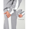 image:imageANRABESS Womens 2 Piece Lounge Set Color Block Tracksuit Sweatsuit  Half Zip Collared Sweatshirt Wide Leg Sweatpants Airport Travel Outfit Comfy Workout Matching Sets Fall Winter ClothingGrey White