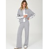 image:imageANRABESS Womens 2 Piece Lounge Set Color Block Tracksuit Sweatsuit  Half Zip Collared Sweatshirt Wide Leg Sweatpants Airport Travel Outfit Comfy Workout Matching Sets Fall Winter ClothingGrey White