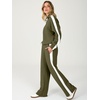 image:imageANRABESS Womens 2 Piece Lounge Set Color Block Tracksuit Sweatsuit  Half Zip Collared Sweatshirt Wide Leg Sweatpants Airport Travel Outfit Comfy Workout Matching Sets Fall Winter ClothingArmy White