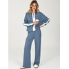 image:imageANRABESS Womens 2 Piece Lounge Set Color Block Tracksuit Sweatsuit  Half Zip Collared Sweatshirt Wide Leg Sweatpants Airport Travel Outfit Comfy Workout Matching Sets Fall Winter ClothingBlue White