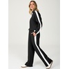 image:imageANRABESS Womens 2 Piece Lounge Set Color Block Tracksuit Sweatsuit  Half Zip Collared Sweatshirt Wide Leg Sweatpants Airport Travel Outfit Comfy Workout Matching Sets Fall Winter ClothingBlack White