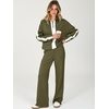 image:imageANRABESS Womens 2 Piece Lounge Set Color Block Tracksuit Sweatsuit  Half Zip Collared Sweatshirt Wide Leg Sweatpants Airport Travel Outfit Comfy Workout Matching Sets Fall Winter ClothingArmy White