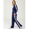 image:imageANRABESS Womens 2 Piece Lounge Set Color Block Tracksuit Sweatsuit  Half Zip Collared Sweatshirt Wide Leg Sweatpants Airport Travel Outfit Comfy Workout Matching Sets Fall Winter ClothingNavy White