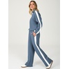 image:imageANRABESS Womens 2 Piece Lounge Set Color Block Tracksuit Sweatsuit  Half Zip Collared Sweatshirt Wide Leg Sweatpants Airport Travel Outfit Comfy Workout Matching Sets Fall Winter ClothingBlue White