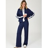 image:imageANRABESS Womens 2 Piece Lounge Set Color Block Tracksuit Sweatsuit  Half Zip Collared Sweatshirt Wide Leg Sweatpants Airport Travel Outfit Comfy Workout Matching Sets Fall Winter ClothingNavy White