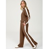 image:imageANRABESS Womens 2 Piece Lounge Set Color Block Tracksuit Sweatsuit  Half Zip Collared Sweatshirt Wide Leg Sweatpants Airport Travel Outfit Comfy Workout Matching Sets Fall Winter ClothingBrown White