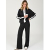 image:imageANRABESS Womens 2 Piece Lounge Set Color Block Tracksuit Sweatsuit  Half Zip Collared Sweatshirt Wide Leg Sweatpants Airport Travel Outfit Comfy Workout Matching Sets Fall Winter ClothingBlack White