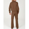 image:imageANRABESS Womens 2 Piece Lounge Set Color Block Tracksuit Sweatsuit  Half Zip Collared Sweatshirt Wide Leg Sweatpants Airport Travel Outfit Comfy Workout Matching Sets Fall Winter ClothingBrown White