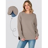 image:imageANRABESS Womens Crewneck Sweatshirt Long Sleeve Shirts  Side Split Curved HemLoose FitSoft Fleece Lined Casual Everyday Wear Lounge WorkampSchool OutfitsFall Spring ClothingMocha