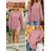 image:imageANRABESS Womens Crewneck Sweatshirt Long Sleeve Shirts  Side Split Curved HemLoose FitSoft Fleece Lined Casual Everyday Wear Lounge WorkampSchool OutfitsFall Spring ClothingPink