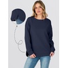 image:imageANRABESS Womens Crewneck Sweatshirt Long Sleeve Shirts  Side Split Curved HemLoose FitSoft Fleece Lined Casual Everyday Wear Lounge WorkampSchool OutfitsFall Spring ClothingDark Blue