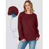 image:imageANRABESS Womens Crewneck Sweatshirt Long Sleeve Shirts  Side Split Curved HemLoose FitSoft Fleece Lined Casual Everyday Wear Lounge WorkampSchool OutfitsFall Spring ClothingWine Red