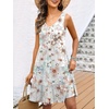 image:imageANRABESS Womens Summer Beach Vacation Dresses V Neck Sleeveless Casual Button Down A Line Swing Mini Sundresses with Pockets Printed White Medium