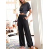 image:imageANRABESS Womens Wide Leg Palazzo Pants with Pockets  Smocked High Waisted Flowy Boho Pants Lightweight Soft Knit Lounge amp Casual Trousers for Beach Vacation Summer FallBlack