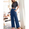 image:imageANRABESS Womens Wide Leg Palazzo Pants with Pockets  Smocked High Waisted Flowy Boho Pants Lightweight Soft Knit Lounge amp Casual Trousers for Beach Vacation Summer FallBlue