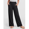 image:imageANRABESS Womens Wide Leg Palazzo Pants with Pockets  Smocked High Waisted Flowy Boho Pants Lightweight Soft Knit Lounge amp Casual Trousers for Beach Vacation Summer FallBlack