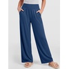 image:imageANRABESS Womens Wide Leg Palazzo Pants with Pockets  Smocked High Waisted Flowy Boho Pants Lightweight Soft Knit Lounge amp Casual Trousers for Beach Vacation Summer FallBlue