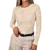 image:imageANRABESS Women Long Sleeve Floral Mesh Slim Fit Going Out Tops  Crewneck Dressy Casual ShirtSoft LightweightTextured Pattern Party Club Work Outfits 2026 Fall Spring Transition ClothesBeige