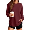 image:imageANRABESS Womens Crewneck Sweatshirt Long Sleeve Shirts  Side Split Curved HemLoose FitSoft Fleece Lined Casual Everyday Wear Lounge WorkampSchool OutfitsFall Spring ClothingWine Red