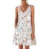 image:imageANRABESS Womens Summer Beach Vacation Dresses V Neck Sleeveless Casual Button Down A Line Swing Mini Sundresses with Pockets Printed White Medium