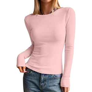image:imageANRABESS Long Sleeve Shirts for Women Thermal Fleece Tops  Crewneck Slim Fit Tshirts Soft Comfy Cozy Base Tee Casual Going Out Outfits Warm Fall Winter Layer Clothing UndershirtsLight Pink