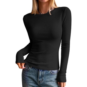 image:imageANRABESS Long Sleeve Shirts for Women Thermal Fleece Tops  Crewneck Slim Fit Tshirts Soft Comfy Cozy Base Tee Casual Going Out Outfits Warm Fall Winter Layer Clothing UndershirtsBlack