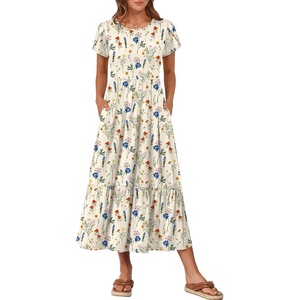 image:imageANRABESS Women Summer Casual Short Sleeve Maxi Dresses A Line Flowy T Shirt Dress 2026 Beach Vacation Sundress with PocketsDitsy Floral White
