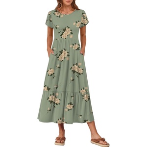 image:imageANRABESS Women Summer Casual Short Sleeve Maxi Dresses A Line Flowy T Shirt Dress 2026 Beach Vacation Sundress with PocketsFloral Green