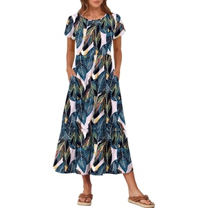 image:imageANRABESS Women Summer Casual Short Sleeve Maxi Dresses A Line Flowy T Shirt Dress 2026 Beach Vacation Sundress with PocketsLeaf Printed