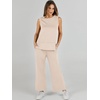 image:imageANRABESS 2 Piece Sets for Women Summer Outfits Travel Airport Vacation Clothing Tank Top Wide Leg Pants Matching Lounge SetsBeige