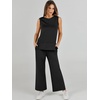 image:imageANRABESS 2 Piece Sets for Women Summer Outfits Travel Airport Vacation Clothing Tank Top Wide Leg Pants Matching Lounge SetsBlack