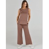 image:imageANRABESS 2 Piece Sets for Women Summer Outfits Travel Airport Vacation Clothing Tank Top Wide Leg Pants Matching Lounge SetsBrown