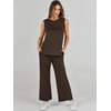 image:imageANRABESS 2 Piece Sets for Women Summer Outfits Travel Airport Vacation Clothing Tank Top Wide Leg Pants Matching Lounge SetsCoffee