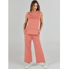 image:imageANRABESS 2 Piece Sets for Women Summer Outfits Travel Airport Vacation Clothing Tank Top Wide Leg Pants Matching Lounge SetsCoral