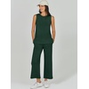 image:imageANRABESS 2 Piece Sets for Women Summer Outfits Travel Airport Vacation Clothing Tank Top Wide Leg Pants Matching Lounge SetsDeep Green