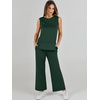 image:imageANRABESS 2 Piece Sets for Women Summer Outfits Travel Airport Vacation Clothing Tank Top Wide Leg Pants Matching Lounge SetsDeep Green