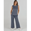 image:imageANRABESS 2 Piece Sets for Women Summer Outfits Travel Airport Vacation Clothing Tank Top Wide Leg Pants Matching Lounge SetsGrey Blue
