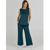 image:imageANRABESS 2 Piece Sets for Women Summer Outfits Travel Airport Vacation Clothing Tank Top Wide Leg Pants Matching Lounge SetsLake Green