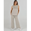 image:imageANRABESS 2 Piece Sets for Women Summer Outfits Travel Airport Vacation Clothing Tank Top Wide Leg Pants Matching Lounge SetsLight Beige