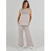 image:imageANRABESS 2 Piece Sets for Women Summer Outfits Travel Airport Vacation Clothing Tank Top Wide Leg Pants Matching Lounge SetsLight Khaki