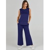 image:imageANRABESS 2 Piece Sets for Women Summer Outfits Travel Airport Vacation Clothing Tank Top Wide Leg Pants Matching Lounge SetsNavy