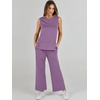 image:imageANRABESS 2 Piece Sets for Women Summer Outfits Travel Airport Vacation Clothing Tank Top Wide Leg Pants Matching Lounge SetsPurple