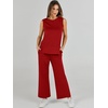 image:imageANRABESS 2 Piece Sets for Women Summer Outfits Travel Airport Vacation Clothing Tank Top Wide Leg Pants Matching Lounge SetsRed
