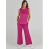 image:imageANRABESS 2 Piece Sets for Women Summer Outfits Travel Airport Vacation Clothing Tank Top Wide Leg Pants Matching Lounge SetsRose Red