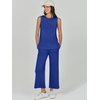image:imageANRABESS 2 Piece Sets for Women Summer Outfits Travel Airport Vacation Clothing Tank Top Wide Leg Pants Matching Lounge SetsRoyal Blue