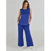 image:imageANRABESS 2 Piece Sets for Women Summer Outfits Travel Airport Vacation Clothing Tank Top Wide Leg Pants Matching Lounge SetsRoyal Blue