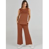 image:imageANRABESS 2 Piece Sets for Women Summer Outfits Travel Airport Vacation Clothing Tank Top Wide Leg Pants Matching Lounge SetsRust