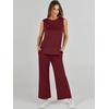 image:imageANRABESS 2 Piece Sets for Women Summer Outfits Travel Airport Vacation Clothing Tank Top Wide Leg Pants Matching Lounge SetsWine Red