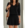 image:imageANRABESS 2 Piece Skirt Sets for Women Sweaters Set  Long Sleeve V Neck Pullover Sweaters Pleated Mini Skirt Fall Winter TrendyComfy CuteLounge Casual Travel Going OutBlack